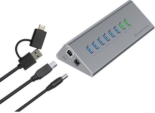 Conceptronic Hub 10 Porturi USB 3.0 cu Conectare USB-C Gri