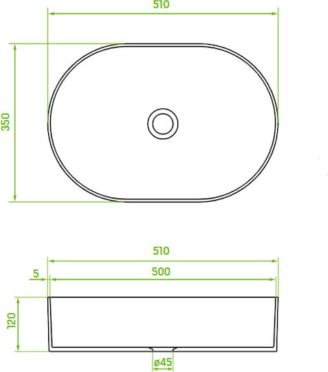 Laveo Desna Aufgesetztes Waschbecken Keramik 51x35cm White