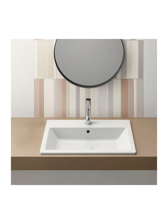 GSI Kube-x Aufgesetztes Waschbecken Porzellan 70x46x13cm Weiß