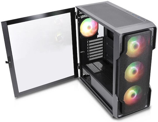 Nanoxia DS-9 ARGB TG-Mesh Gaming Middle Tower Carcasă Calculator cu Fereastră Laterală Negru
