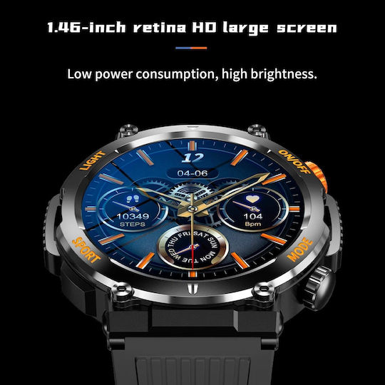 Microwear HT17 Smartwatch με Παλμογράφο (Μαύρο)
