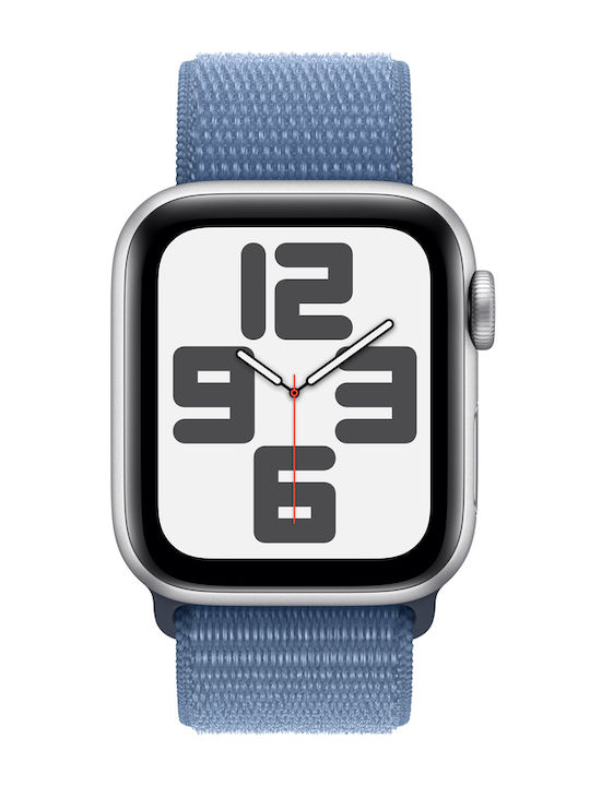 Apple Watch SE 2023 Aluminium 40mm Αδιάβροχο με Παλμογράφο (Silver with Winter Blue Sport Loop)