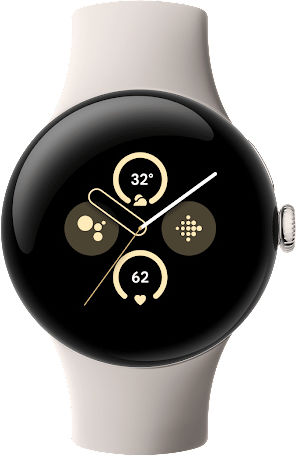 Google Pixel Watch 2 Aluminium 41mm με Παλμογράφο (Polished Silver / Porcelain Active Band)