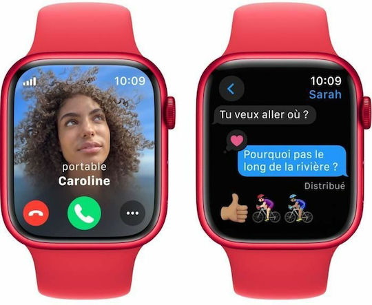 Apple Смарт Часовник Series 9 Cellular Алуминиев 45мм Водоустойчив с eSIM и Пулсомер (PRODUCT)RED Спортна Каишка (M/L) - M/L