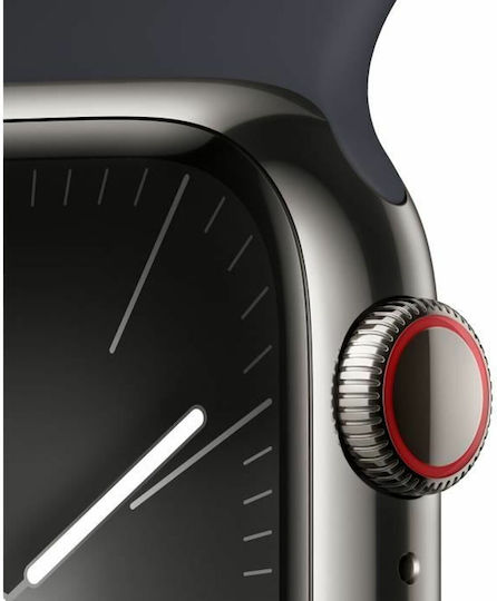 Apple Watch Series 9 Cellular Stainless Steel 41mm Waterproof with eSIM and Heart Rate Monitor (Gold with Clay Sport Band (S/M))