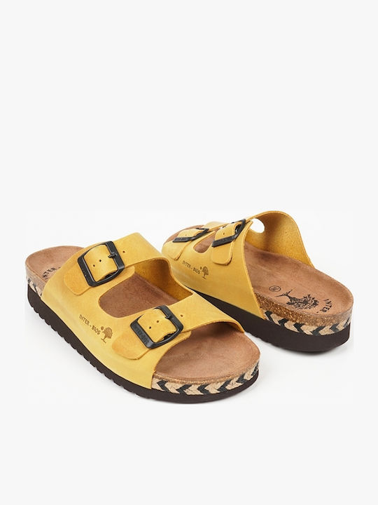 Sandale Casual Damă Din Piele Galbene
