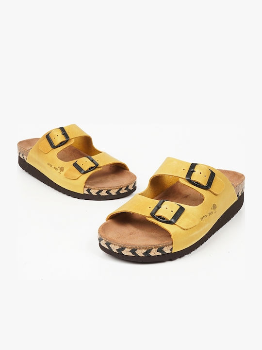 Sandale Casual Damă Din Piele Galbene