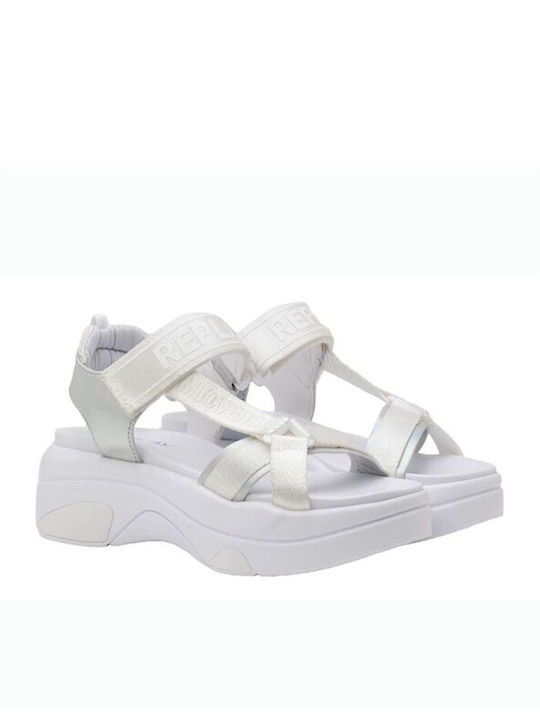 Replay Damen Flache Sandalen in Weiß Farbe