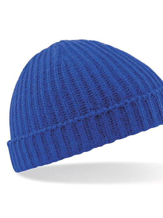 Beechfield B460 Ribbed Beanie Cap Blue