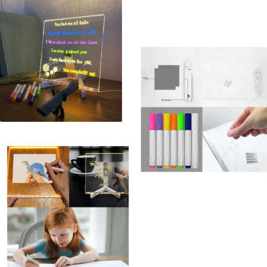 Tablă de scris acrilică luminată Usb Markers 10086