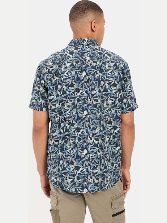 Short-sleeved Linen Shirt Blue