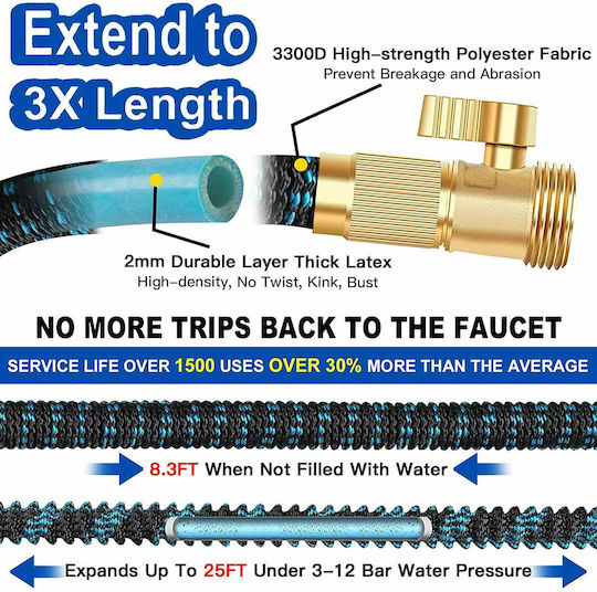 Furtun de grădină Extensibil 3/4" 15m