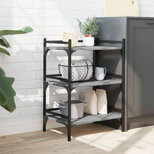 vidaXL Τρόλεϊ Κουζίνας Ξύλινο 3 Θέσεων Γκρι 50x35x75.5cm