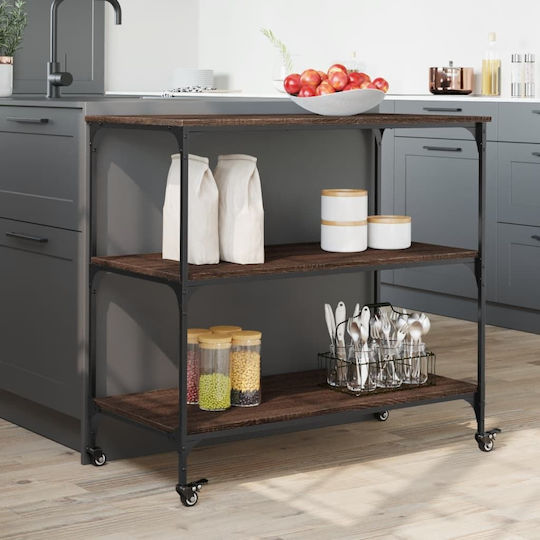 vidaXL vidaXL Lebensmittelregal Hölzernes 3 Ebenen Braun 102x50x95cm
