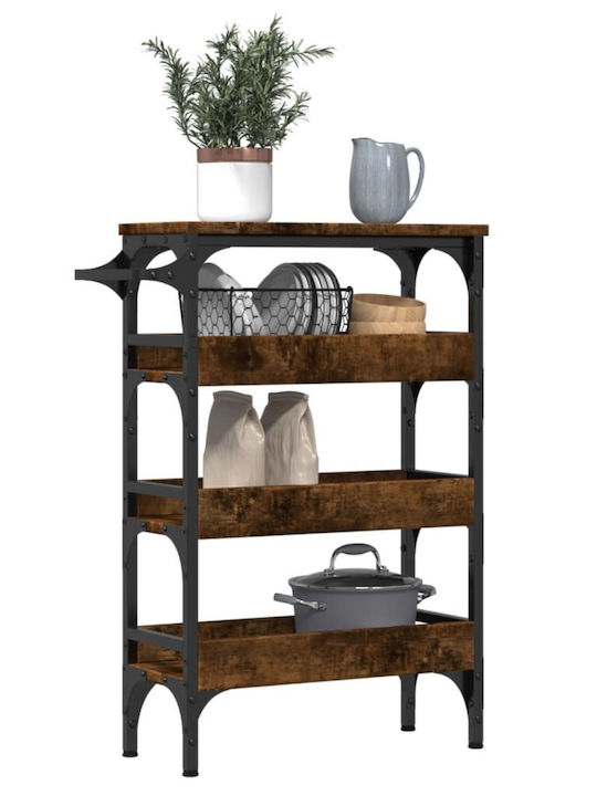 vidaXL Wooden Kitchen Trolley 3 Tiers Brown 53x20x76cm