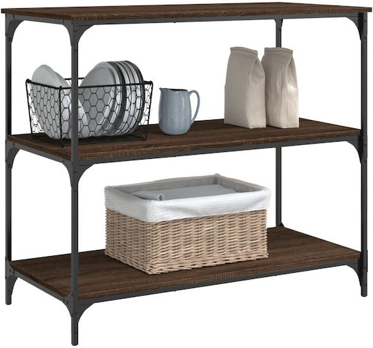 vidaXL vidaXL Lebensmittelregal Hölzernes 3 Ebenen Braun 102x50x95cm