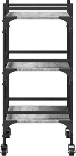 vidaXL Τρόλεϊ Κουζίνας Ξύλινο 3 Θέσεων Γκρι 50x35x75.5cm