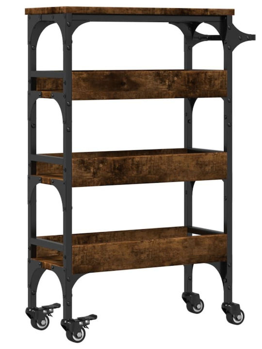 vidaXL Wooden Kitchen Trolley 3 Tiers Brown 53x20x76cm