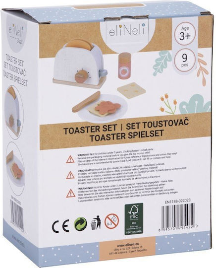 Eli Neli Montessori Set de prăjitor de pâine Montessori Prăjitor de pâine din lemn pentru copii