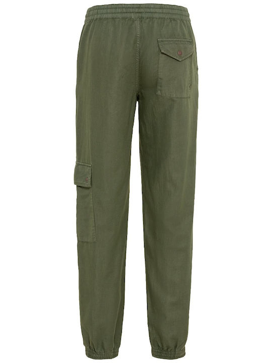 Camel Active Damen Stoff Cargo Hose mit Gummizug in Lockerer Passform Olive