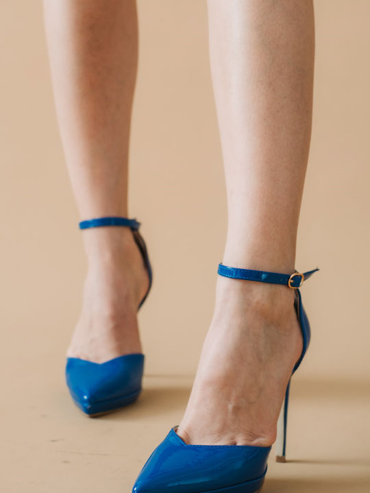 Pumps mit Riemchen Blau