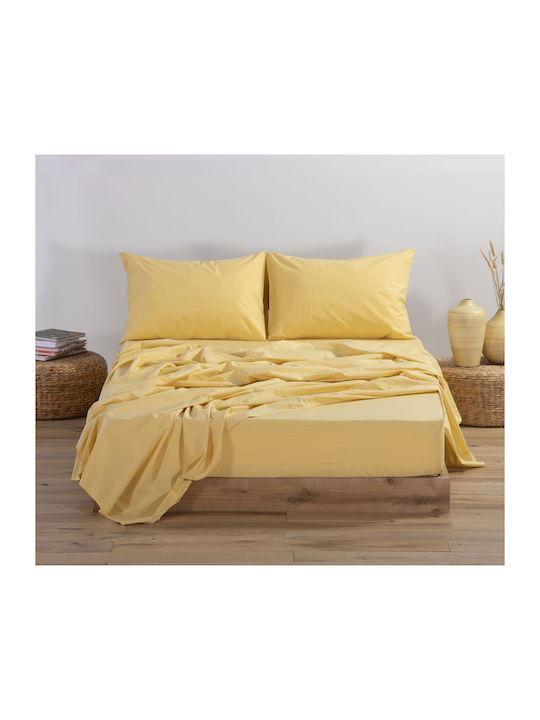 Nef-Nef Homeware Σεντόνι Μονό με Λάστιχο 100x200x30εκ. Basic 1184 Yellow