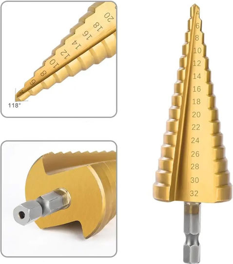 Burghiu HSS Titan cu Tija Hexagonală pentru Metal 2mm / 32mm