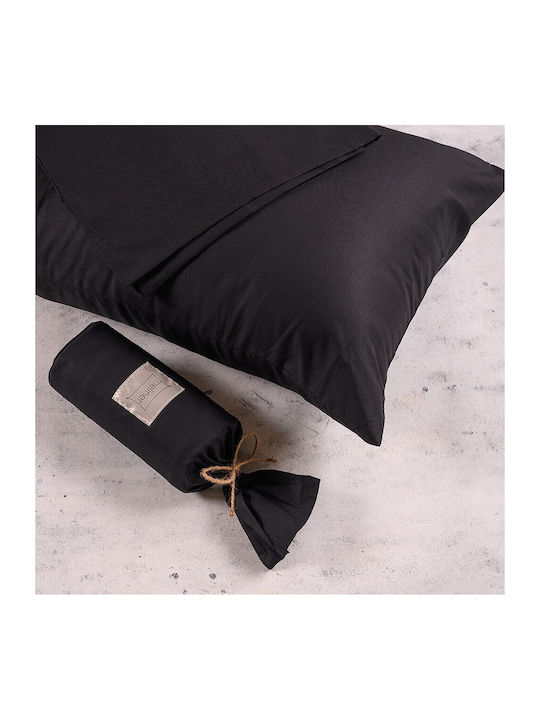 Melinen Sheet for Single Bed 170x270cm. Urban Line Black