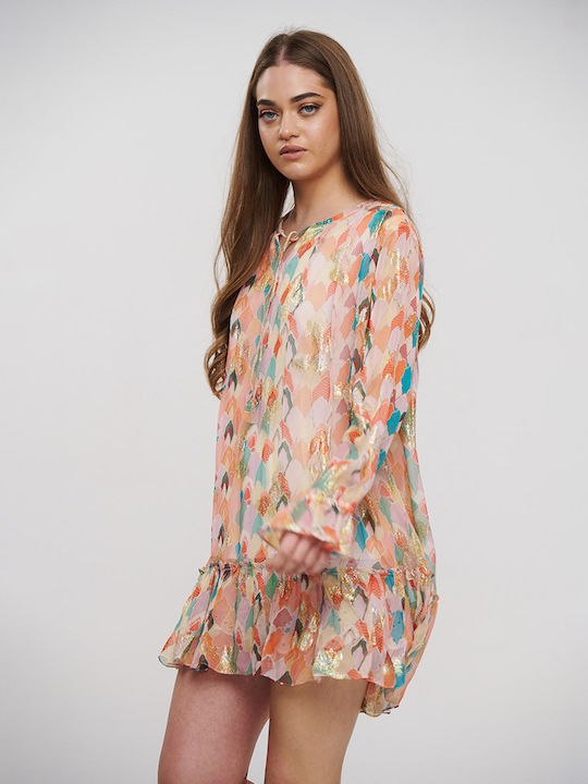 Ble Resort Collection Mini Evening Dress with Ruffle Colorful.