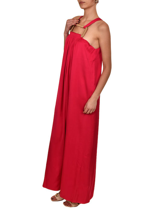 Aggel Maxi Evening Dress Satin Fuchsia