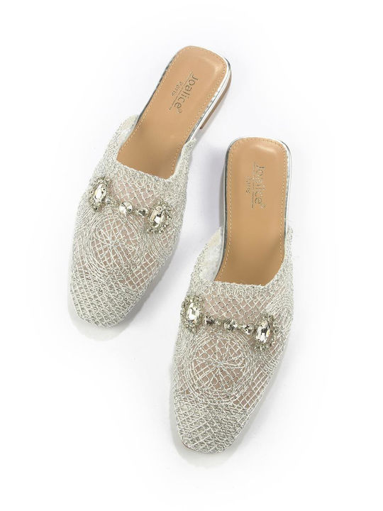 Flat Mules σε Ασημί Χρώμα