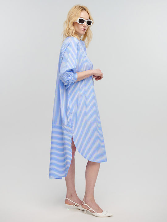 Milla Maxi Shirt Dress Dress Blue-white