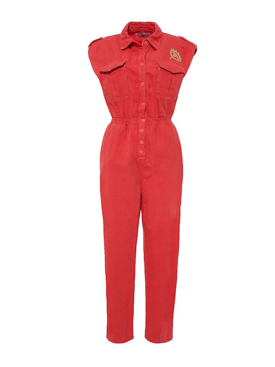 BSB Women's Denim One-piece Suit Coral