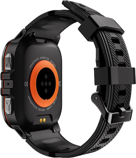 Microwear C26 Smartwatch with Heart Rate Monitor (Black Case / Black Silicone Strap)