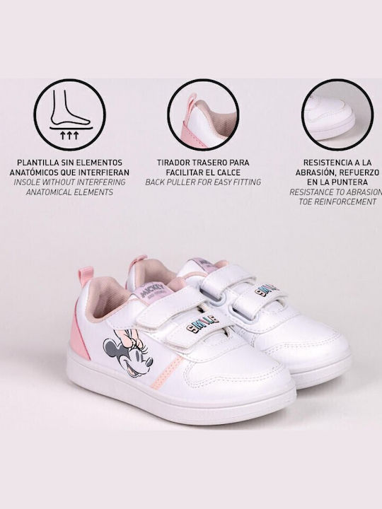 Minnie Mouse Kids Sneakers with Hoop & Loop Closure White