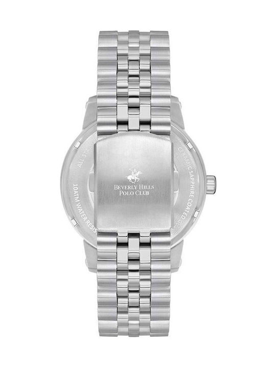 Beverly Hills Polo Club Men's Watch Automatic with Silver Metal Bracelet