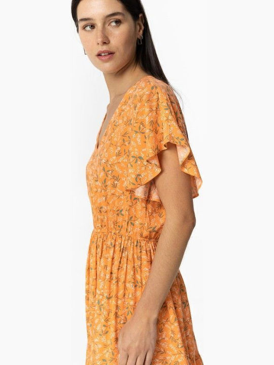 Summer Mini Dress with Ruffles Orange