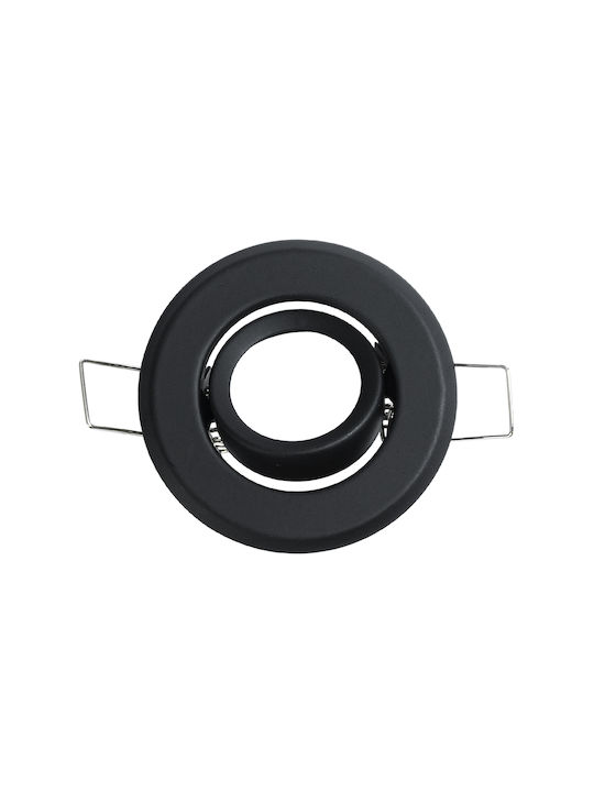 GloboStar Delta Round Metallic Frame for Spot GU5.3 Black 7x7cm. 1pcs