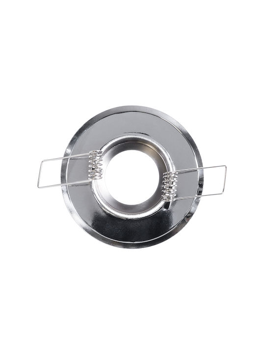 GloboStar Delta Round Metallic Frame for Spot GU5.3 Silver 7x7cm. 1pcs