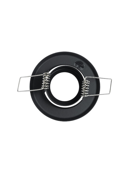 GloboStar Delta Round Metallic Frame for Spot GU5.3 Black 7x7cm. 1pcs