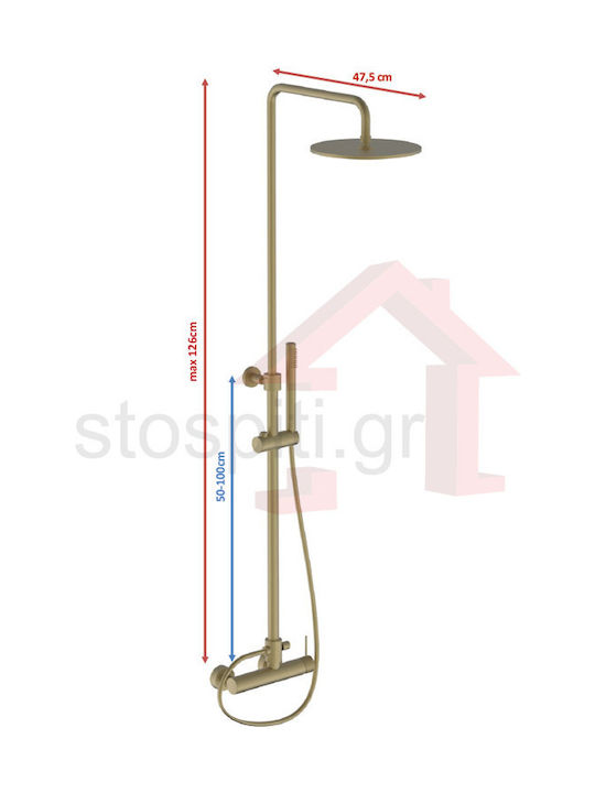 Teorema Shower Column with Mixer Gold