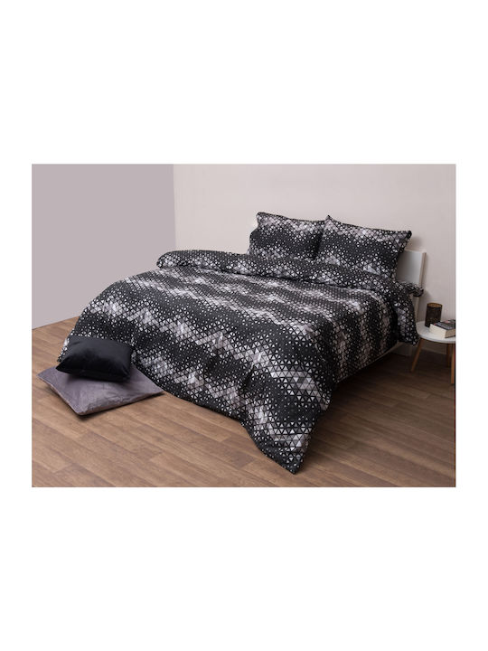 Viopros Sheet Sets Queen with Elastic 160x200+25cm. Carter Charcoal 4pcs