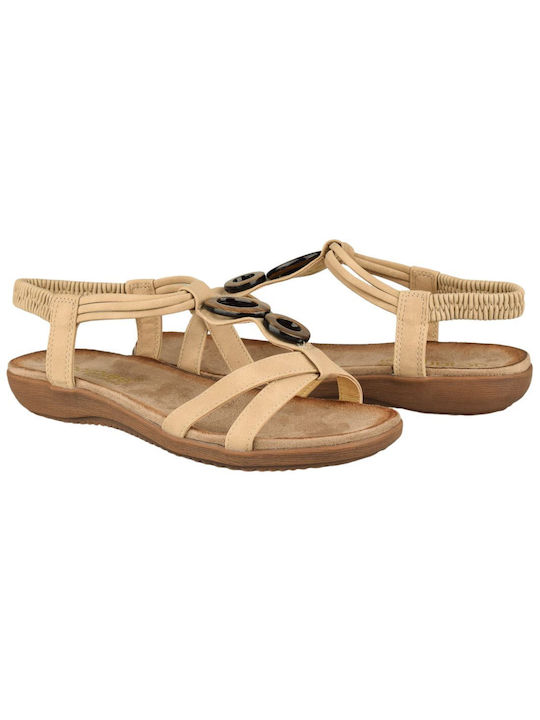 Amarpies Women's Flat Sandals Anatomic in Beige Color