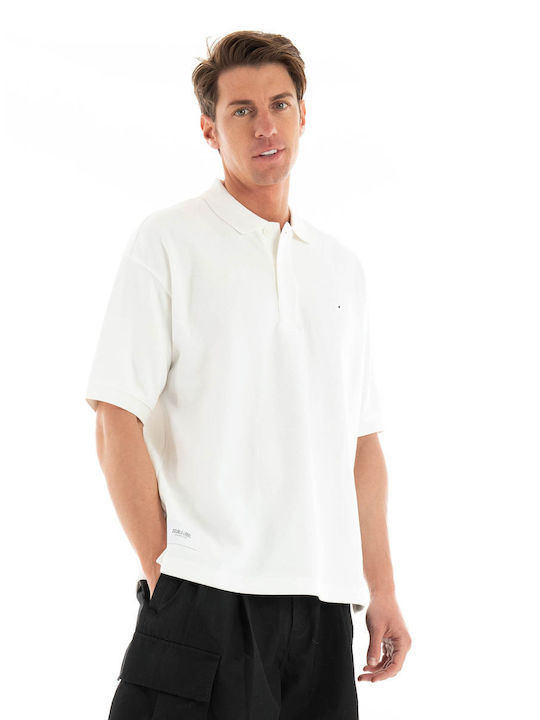 Gianni Lupo Herren Kurzarmshirt Polo Weiß