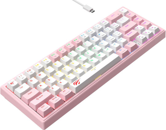 Havit KB874L Gaming Mechanische Tastatur 60% mit Benutzerdefiniert Schaltern und RGB-Beleuchtung (Englisch US) Rosa