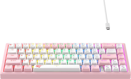 Havit KB874L Gaming Mechanical Keyboard 60% with Custom switches and RGB lighting (English US) Pink