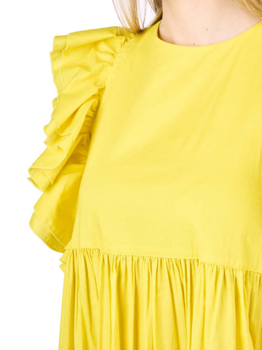 Sommer Maxi Kleid mit Rüschen Gelbe