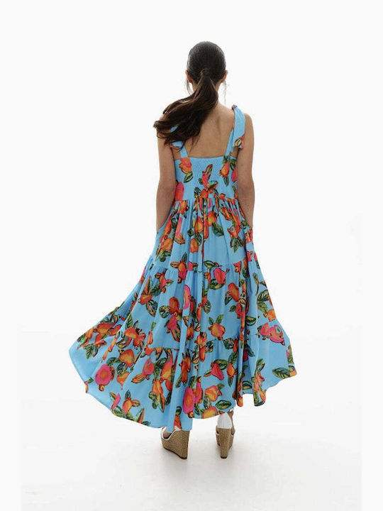 Mamoush Maxi Dress with Ruffle Blue