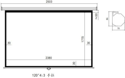 Οθόνη Προβολής Projector Τοίχου MNS-120/4:3 με Λόγο Εικόνας 4:3 240x180cm / 120"