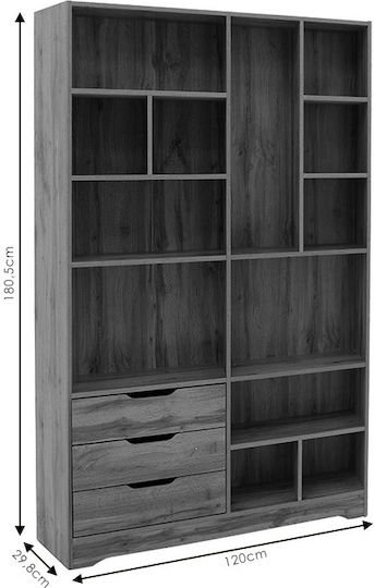 Bookcase Lucinda Sonoma 120x29.8x180.5cm